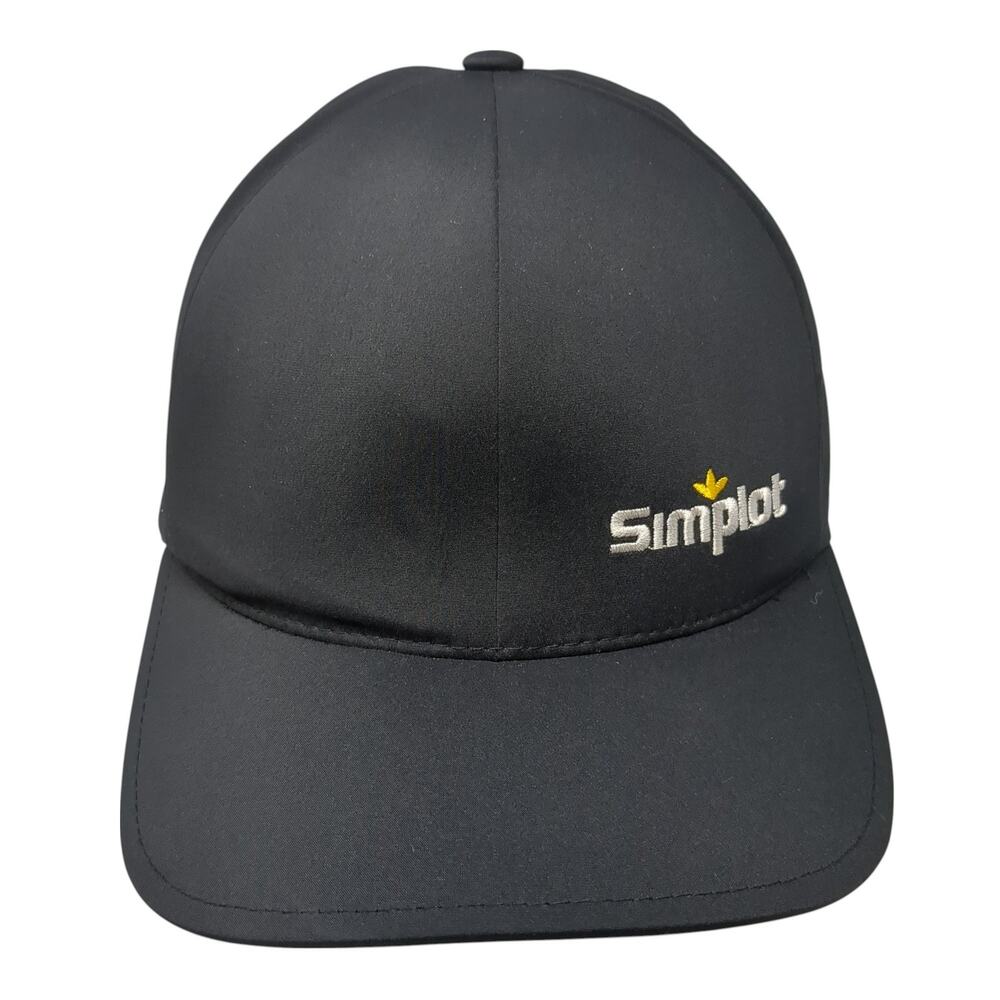Simplot Fitted Trucker Hat Black M Embroidered Vented Holes Flexfit Delta